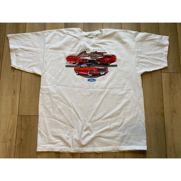 Ford Mustang Classic Muscle Car Graphic Tshirt Unisex 2XL / XXL White Red GT 350 - Picture 1 of 8